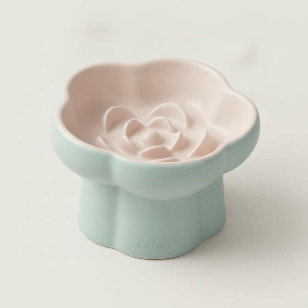 Gamelle Fleur rose et bleu