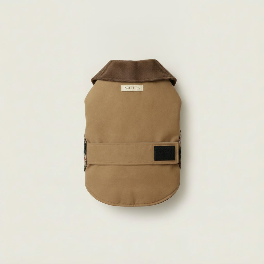Manteau Barn kaki, col velours côtelé marron