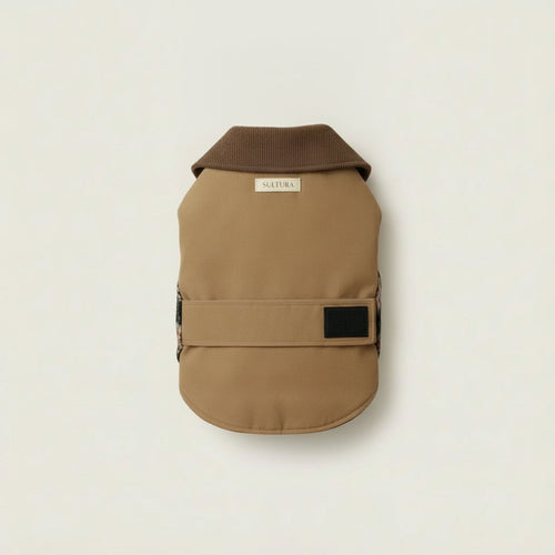 Manteau Barn kaki, col velours côtelé marron