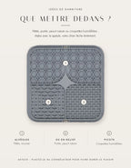 Idées de garniture du tapis de léchage : pâtée, purée, yaourt nature, croquettes humidifiées