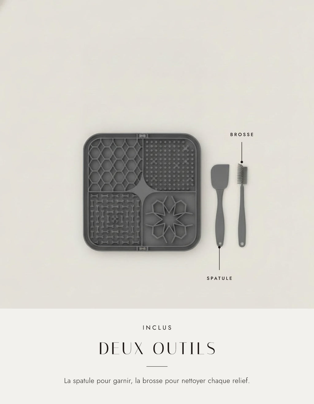 Deux outils inclus : spatule et brosse