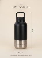 Dimensions de la gourde Nomade : 26 cm de haut, 10,5 cm de diamètre